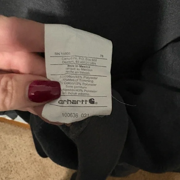 Carhartt Charcoal Hoodie with Logo Sleeve - Picture 3 of 3